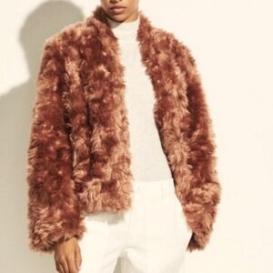 Vince Plush Faux Fur Pinkish Brown Jacket